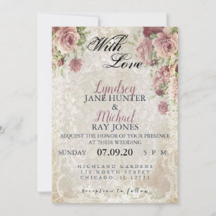 INVITATION DE MARIAGE FLORALE ANTIQUE