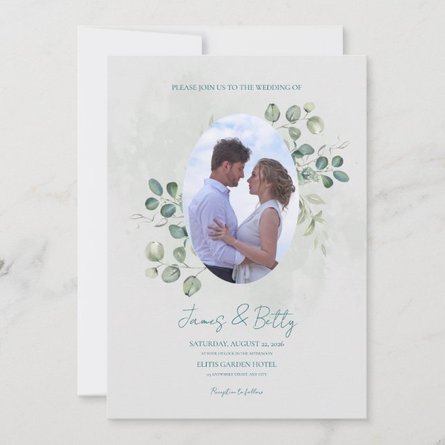 Invitation de mariage florale aquarelle (Devant)