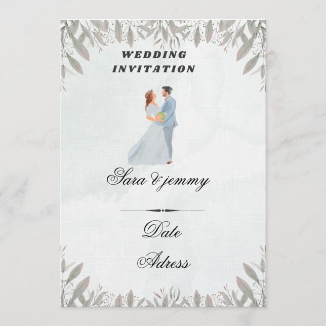 Invitation de mariage florale aquarelle (Devant)