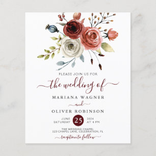 Invitation de mariage florale aquarelle automne bu