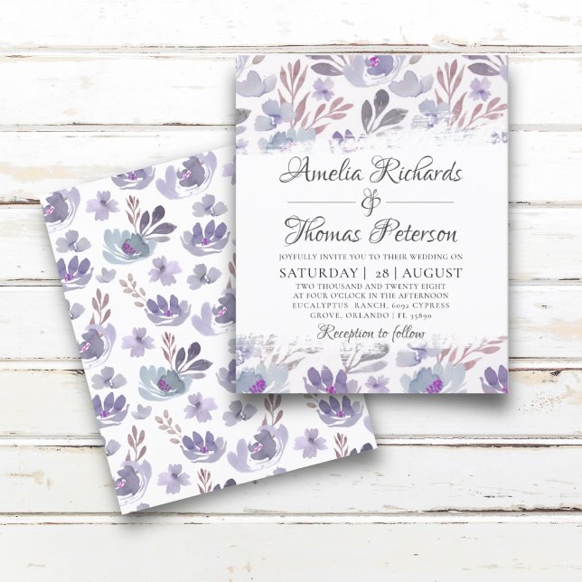 Invitation de mariage florale aquarelle Bohème à p (Créateur téléchargé)