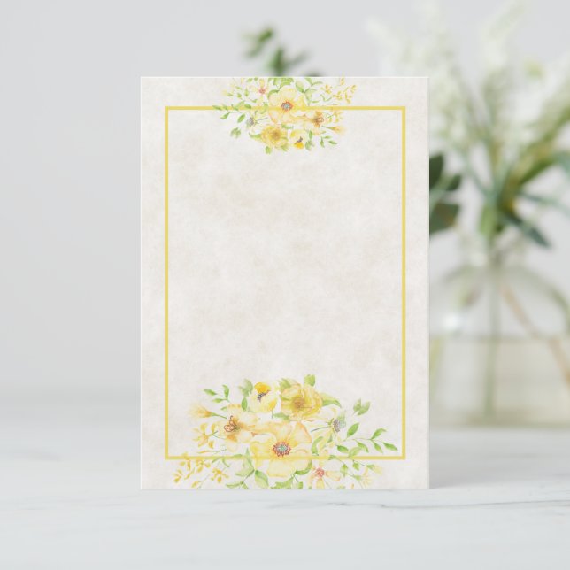 Invitation de mariage florale aquarelle jaune budg (Debout devant)