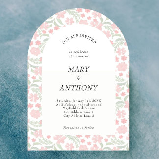 Invitation de mariage florale aquarelle rose
