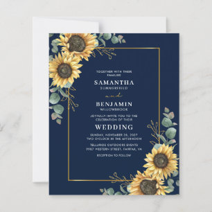 Invitation de mariage florale au tournesol aquarel