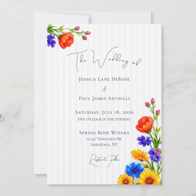 Invitation de mariage florale aux fleurs sauvages (Devant)