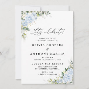 Invitation de mariage florale aux hortensias bleus