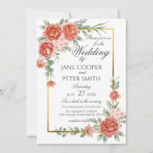 Invitation de mariage florale aux roses