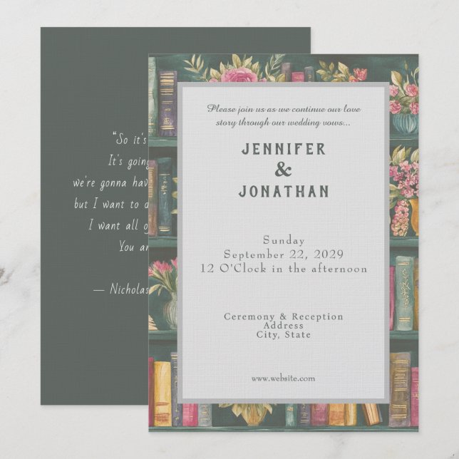 Invitation de mariage florale avec impression pour (Devant / Derrière)