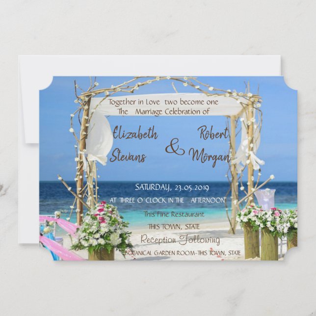 Invitation de mariage florale Beach Arbor (Devant)