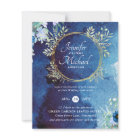Invitation de mariage florale bleu poussiéreux de 