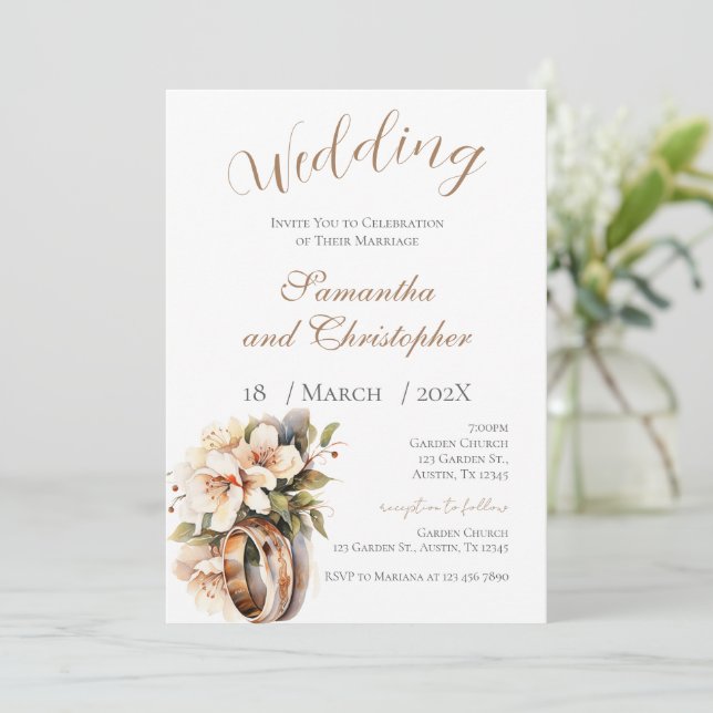 Invitation de mariage florale bleue (Debout devant)