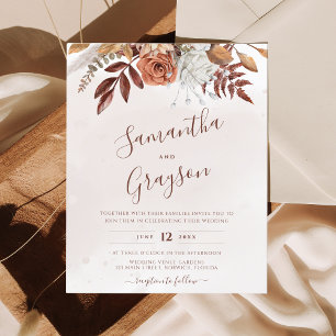 Invitation de mariage florale bohème rustique neut