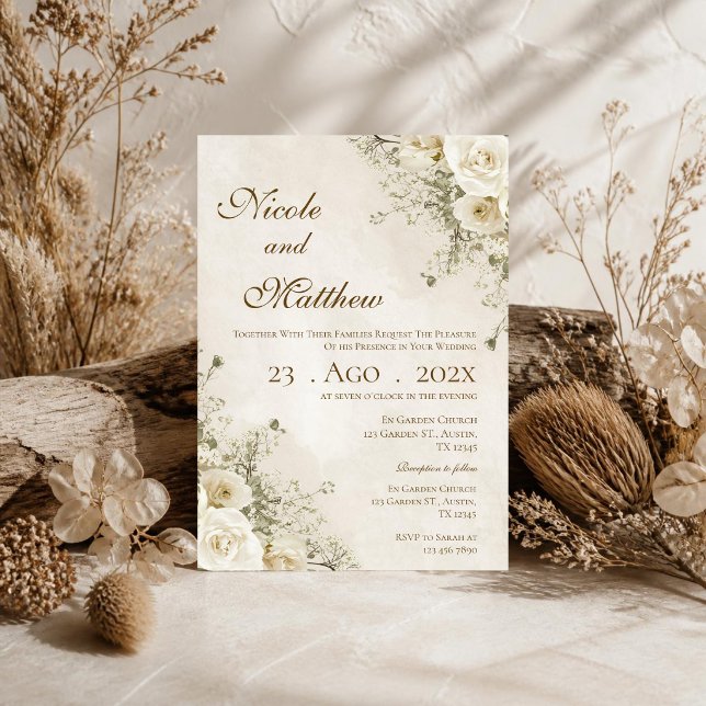 Invitation de mariage florale boho élégante (Créateur téléchargé)