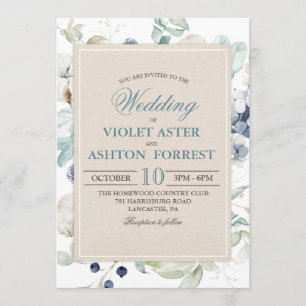 Invitation de mariage florale botanique hivernale