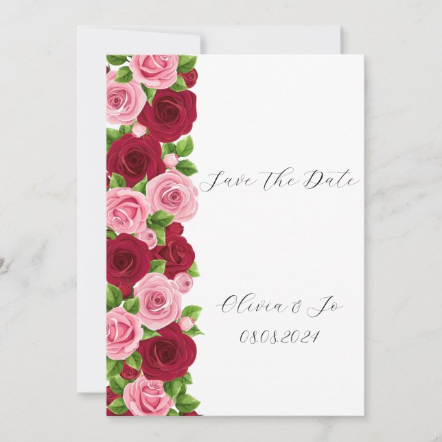 Invitation de mariage florale botanique rose (Devant)
