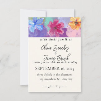 Invitation de mariage florale colorée 