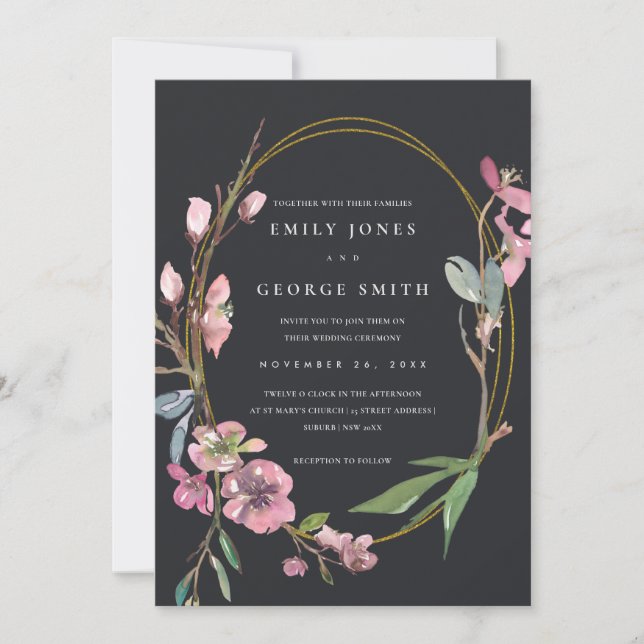 INVITATION DE MARIAGE FLORALE DE FLORAUX DE LA FLO (Devant)