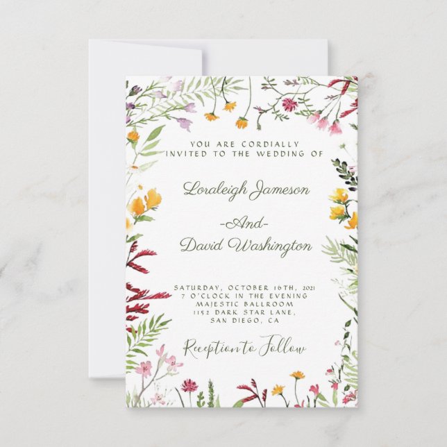 Invitation de mariage florale de jardin (Devant)