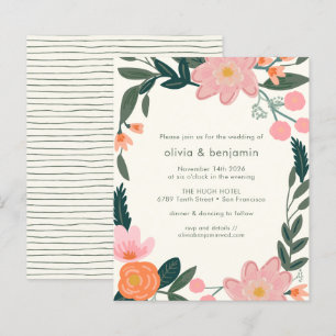 Invitation de mariage florale de jardin arrière-co