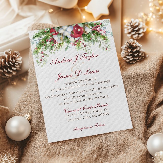Invitation de mariage florale de Noël élégante (Créateur téléchargé)