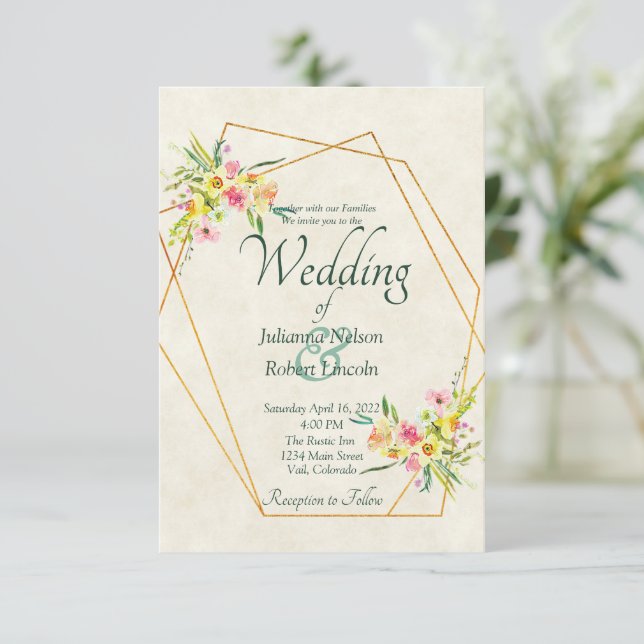 Invitation de mariage florale de printemps (Debout devant)