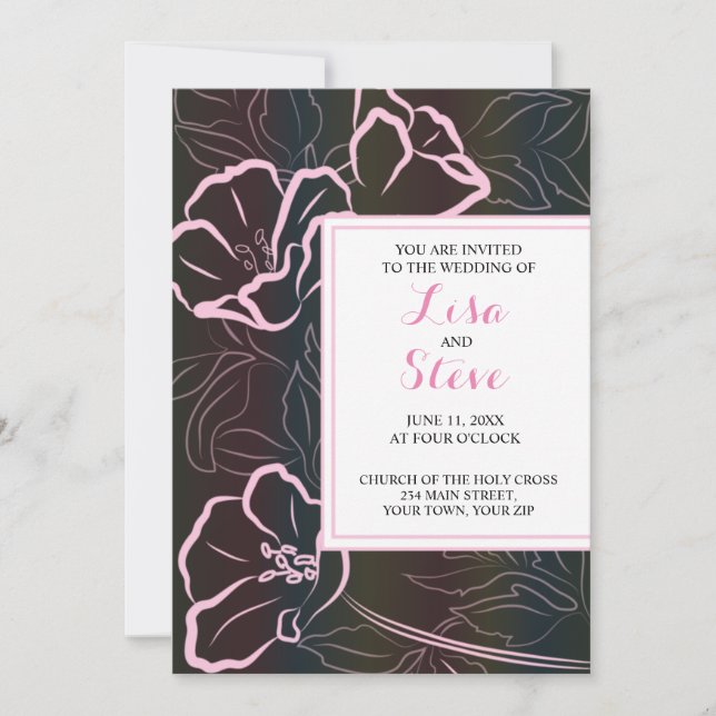 Invitation de mariage florale d'île tropicale (Devant)