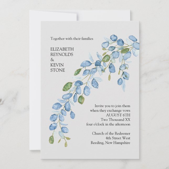 Invitation de mariage florale élégante (Devant)