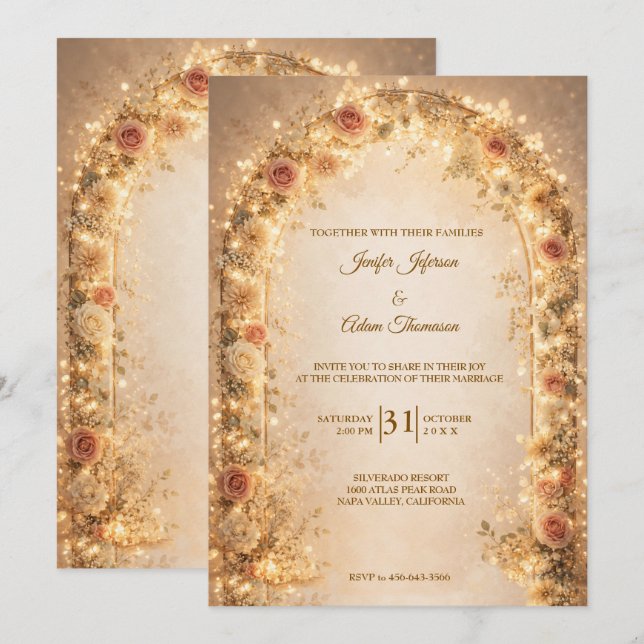 Invitation de mariage florale élégante (Devant / Derrière)