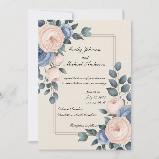 Invitation de mariage florale élégante (Devant)