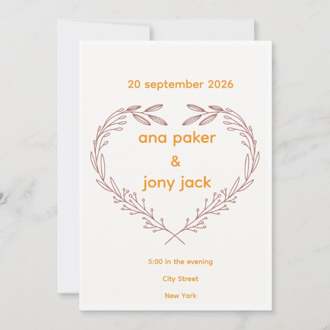 Invitation de mariage florale élégante (Devant)