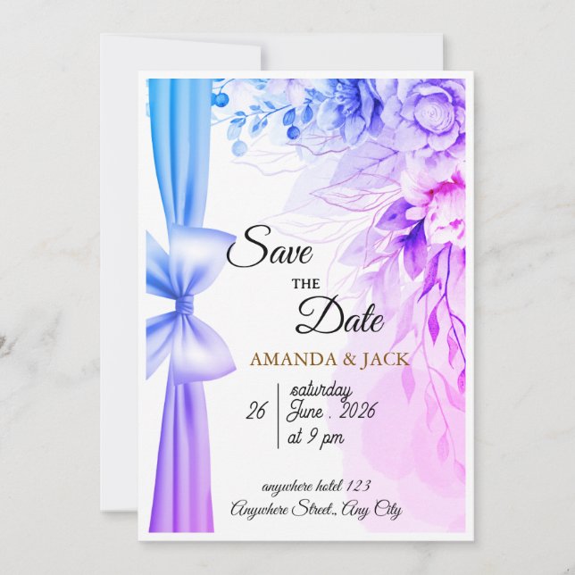 Invitation de mariage florale élégante (Devant)