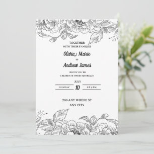 invitation de mariage florale élégante magnifique