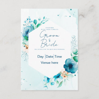 Invitation de mariage florale élégante sarcelle et