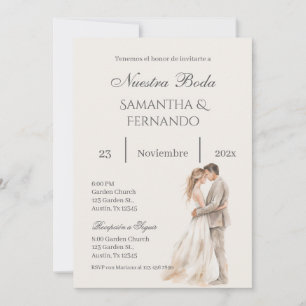 Invitation de mariage florale en espagnol