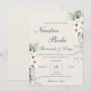 Invitation de mariage florale en espagnol