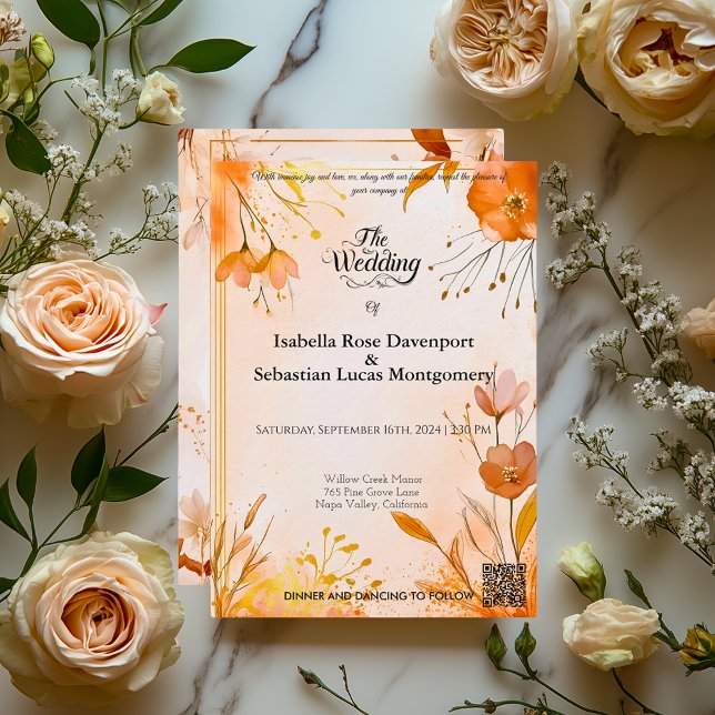 Invitation de mariage florale en terracotta élégan (Créateur téléchargé)