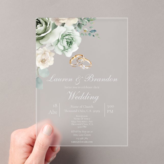 Invitation de mariage florale en verdure acrylique (In situ (ordinateur de poche))
