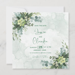 Invitation de mariage florale Enregistrez la date