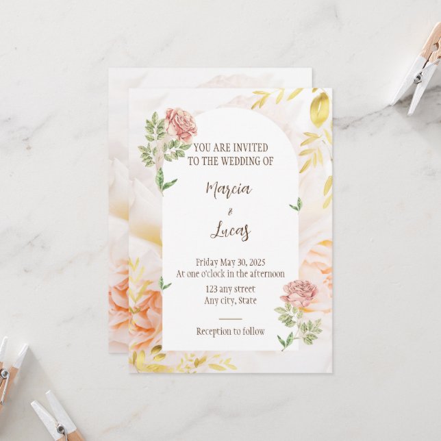 Invitation de mariage florale et élégante (Devant/Arrière en situation)