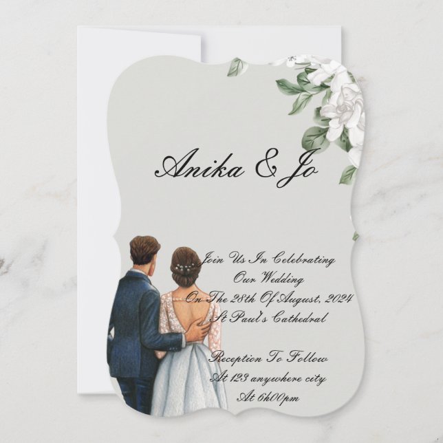 Invitation de mariage florale et élégante (Devant)