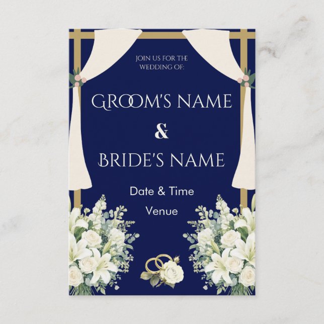 Invitation de mariage florale et royale de la mari (Devant)