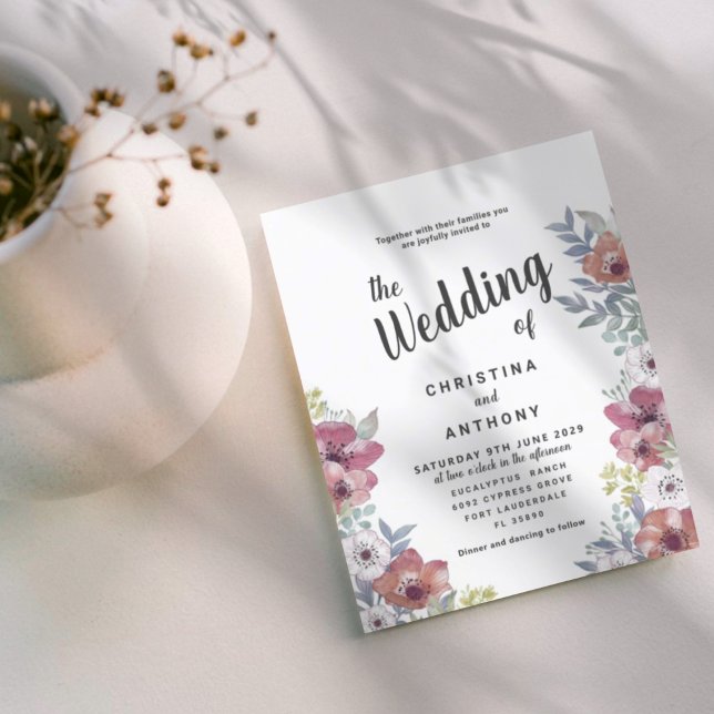 Invitation de mariage florale eucalyptus rustique  (Créateur téléchargé)