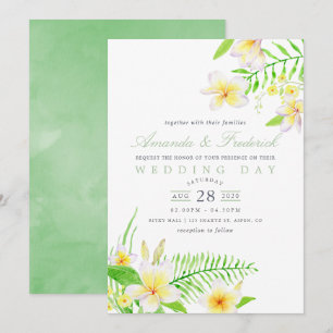 Invitation de mariage florale frangipanier aquarel