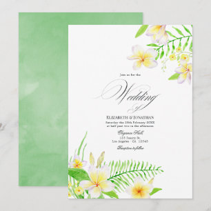 Invitation de mariage florale frangipanier aquarel