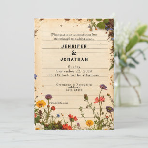 Invitation de mariage florale imprimée pour amateu