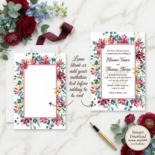 Invitation de mariage florale lumineuse à budget v