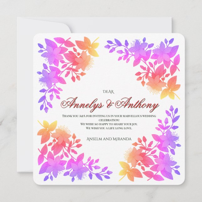 Invitation de mariage florale magnifique (Dos)