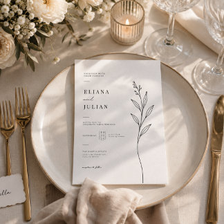 Invitation de mariage florale minimale propre et m