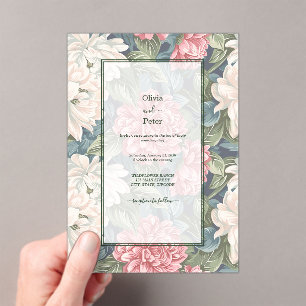 Invitation de mariage florale moderne transparente
