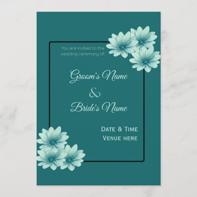Invitation de mariage florale monochromatique mode (Devant)
